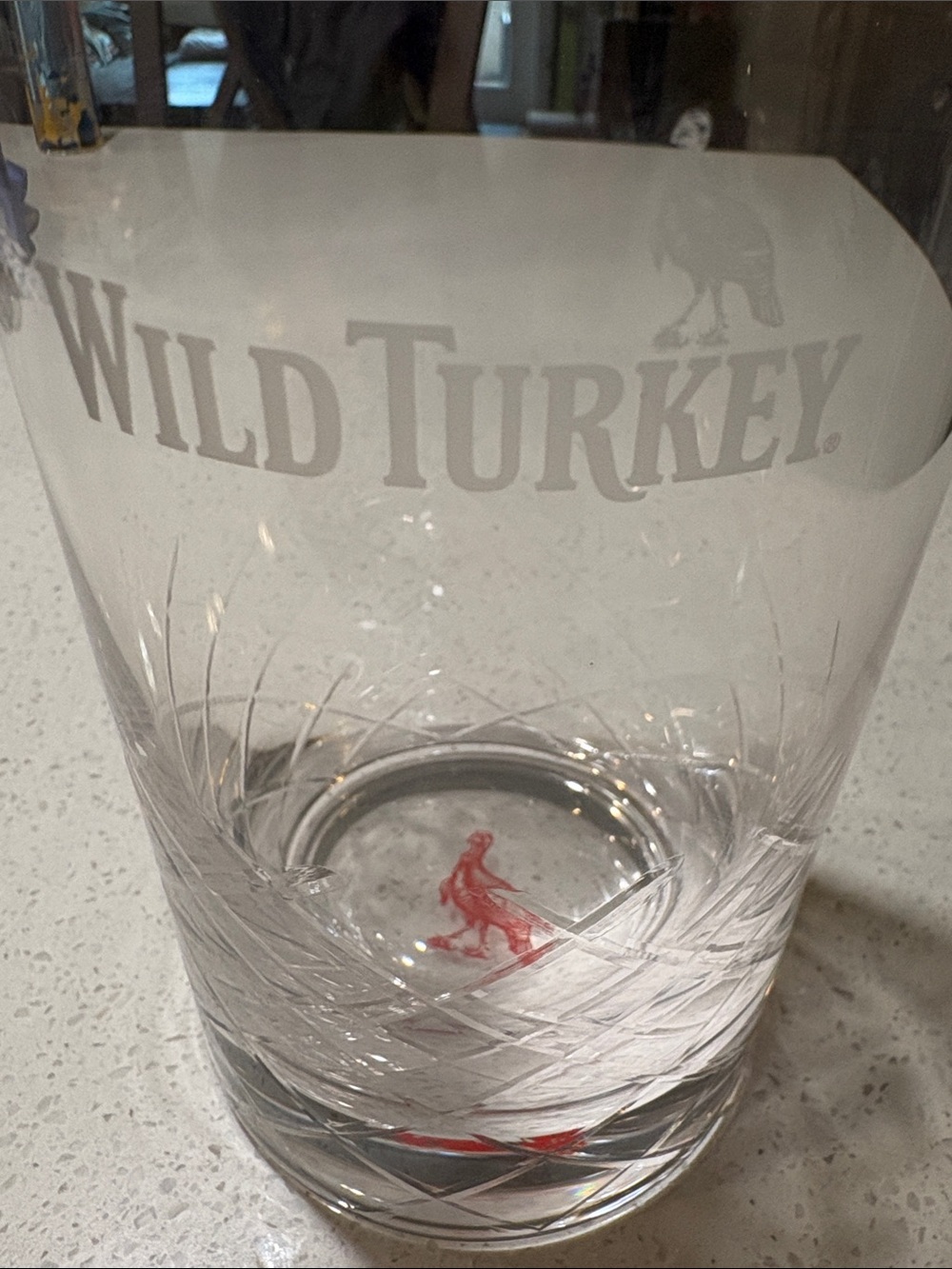 Wild Turkey Branded Clear Whiskey Glass with Red Logo
